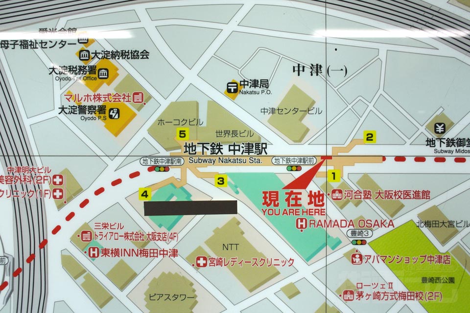 地下鉄中津駅周辺MAP