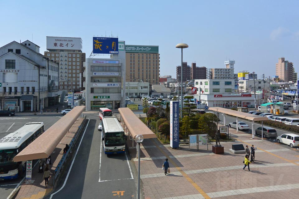 JR古川駅新幹線ホームから正面口方面