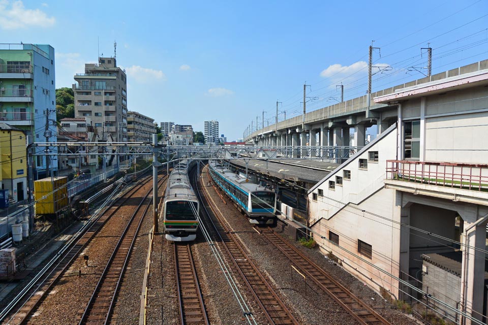 十条跨線橋から湘南新宿ライン・京浜東北線