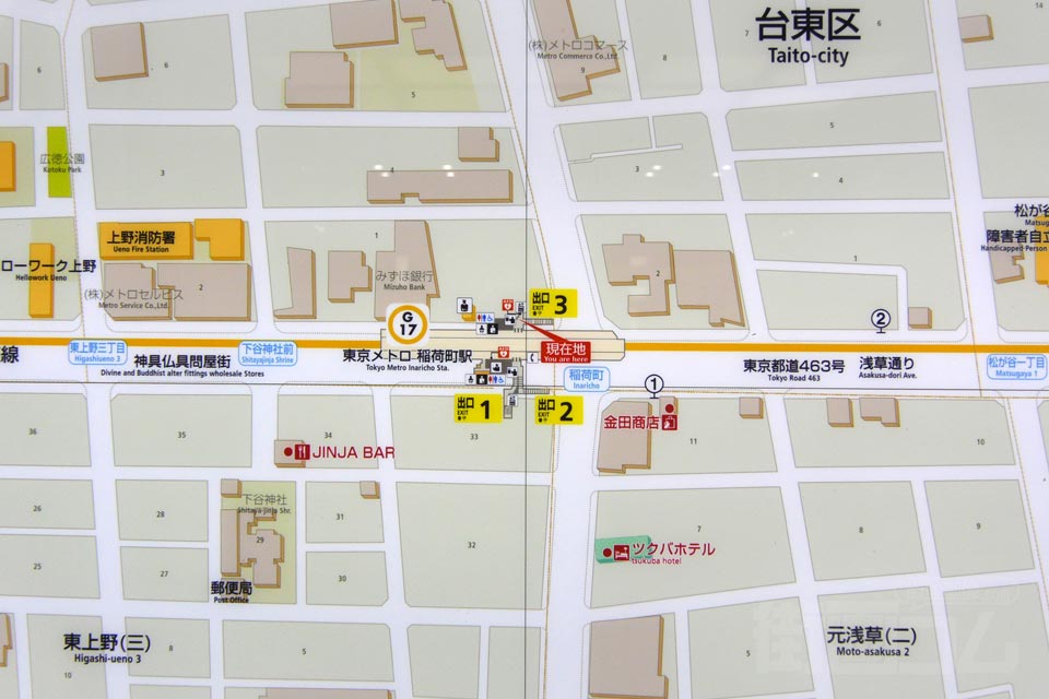 稲荷町駅周辺MAP