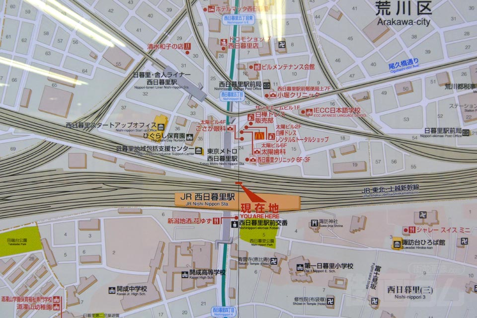 西日暮里駅周辺MAP