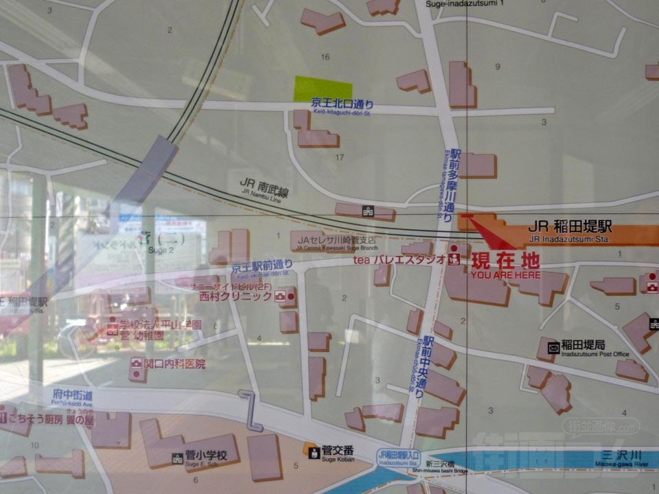 稲田堤・京王稲田堤駅周辺MAP