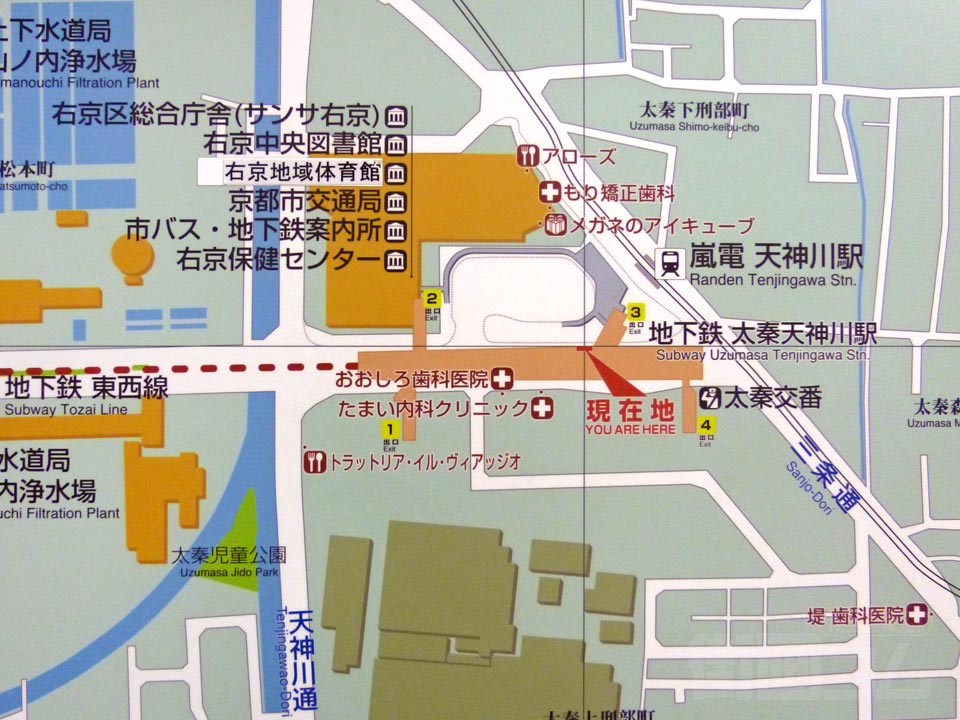 太秦天神川・嵐電天神川駅周辺MAP