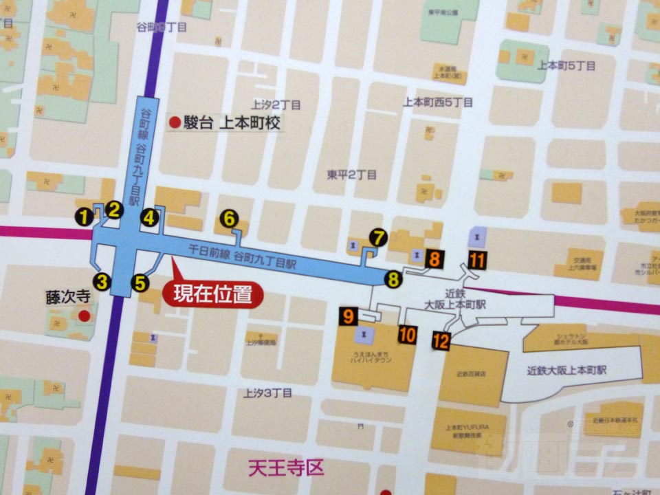 大阪上本町駅・谷町九丁目駅周辺MAP