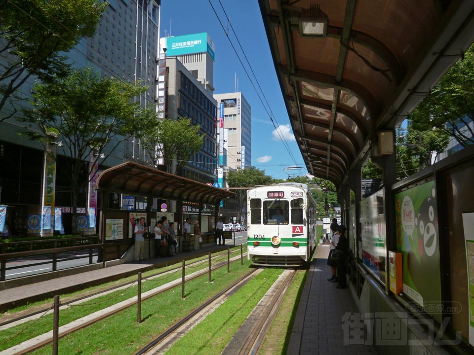 熊本市電通町筋ホーム写真画像