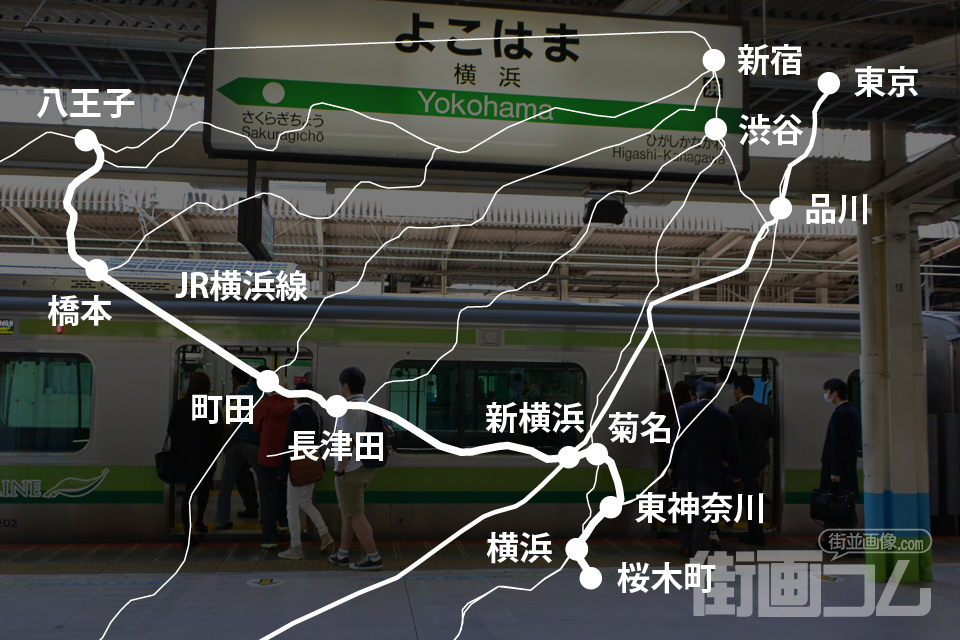 JR横浜線の路線図（広域編）