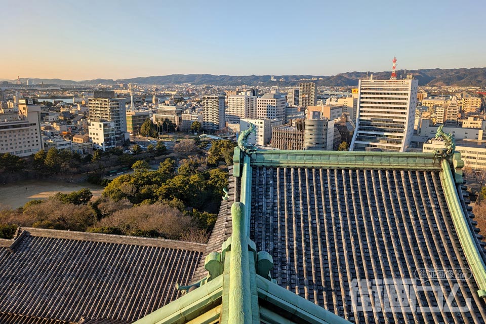 和歌山城天守３階回廊から北側・和歌山市駅方面