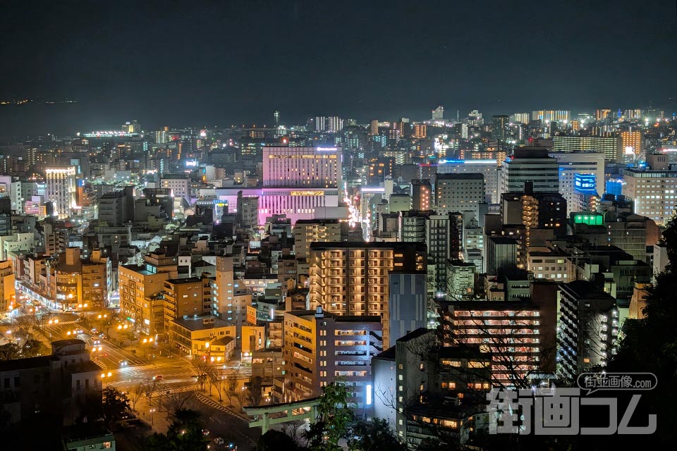 城山公園展望台から鹿児島市街（天文館方面アップ）（夜）