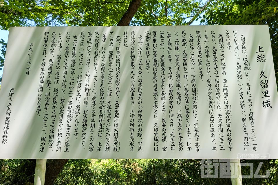 久留里城の説明版
