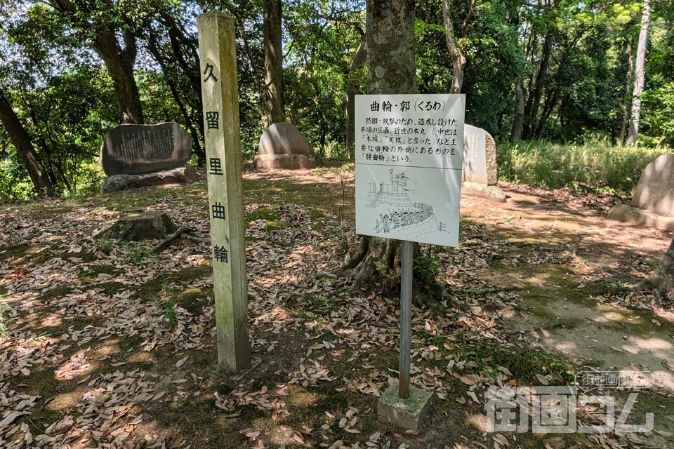 久留里曲輪の標柱と「曲輪・郭」の解説板